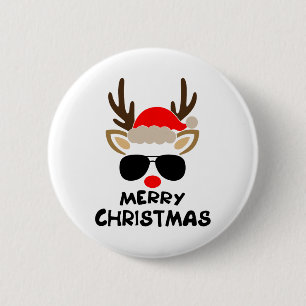 Prettig kerstfeest Rendier Kerstmis Familie Mannen Ronde Button 5,7 Cm