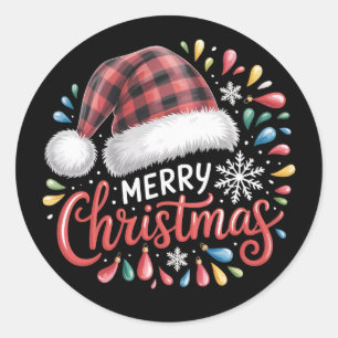 Prettig kerstfeest Rendier Kerstmis Familie Rood R Ronde Sticker