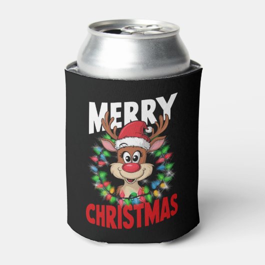 Prettig kerstfeest Rendier Kerstvakantie Blikjeskoeler (Blikje Voorkant)