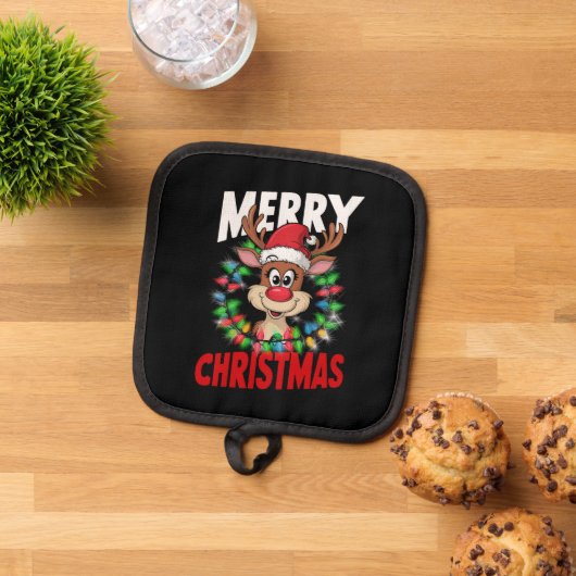 Prettig kerstfeest rendier Kerstvakantie Pannenlap (Top down)