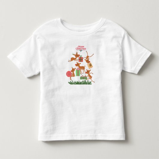 Prettig kerstfeest rendier kinder shirts (Voorkant)