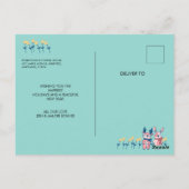 Prettig Kerstfeest – Rendier & Konijn op Teal Briefkaart (Achterkant)