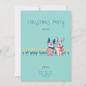 Prettig Kerstfeest – Rendier & Konijn op Teal Kaart (Voorkant)