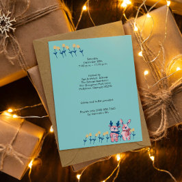 Prettig Kerstfeest – Rendier & Konijn op Teal Kaart