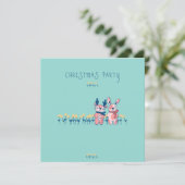 Prettig kerstfeest – Rendier & Konijn op Teal Save The Date (Staand voorkant)