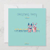 Prettig kerstfeest – Rendier & Konijn op Teal Save The Date (Voorkant)