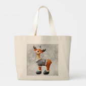 Prettig kerstfeest rendier met een hoed grote tote bag (Achterkant)