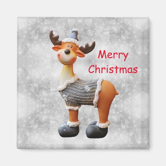 Prettig kerstfeest rendier met een hoed magneet (Voorkant)