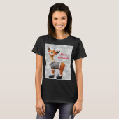 Prettig kerstfeest rendier met een hoed t-shirt (Voorkant volledig)