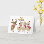Prettig kerstfeest | Rendieren & Alpakas Kaart (Gele Bloem)