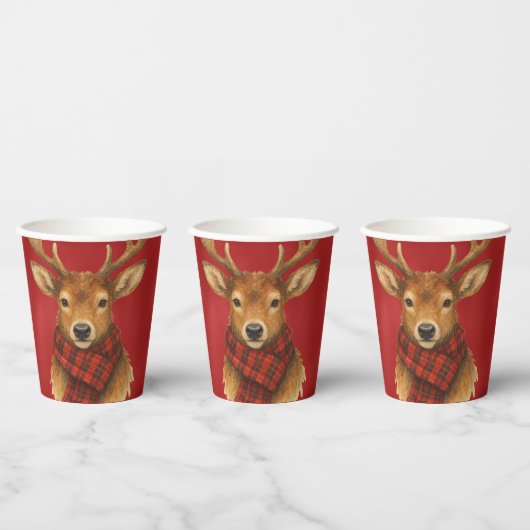 Prettig kerstfeest Rendieren Papieren Bekers (Multi)