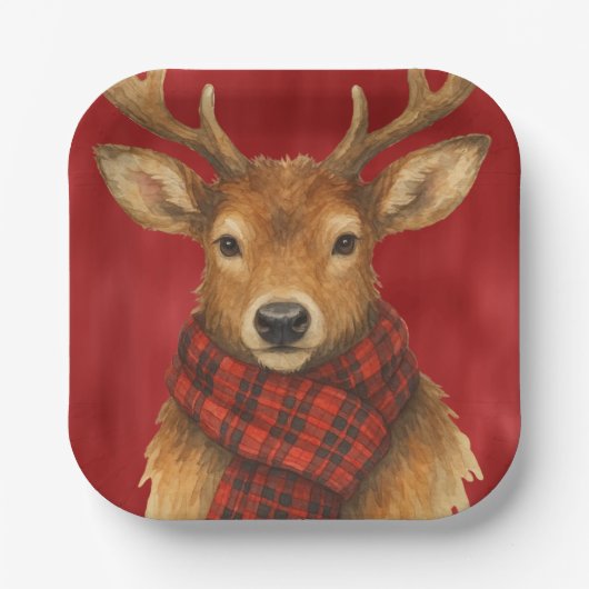 Prettig kerstfeest Rendieren Papieren Bordje (Voorkant)