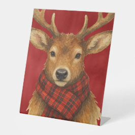 Prettig kerstfeest Rendieren Reclamebord Met Voetstuk