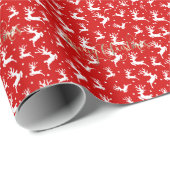 Prettig kerstfeest Rendieren Rood Cadeaupapier (Rol Hoek)