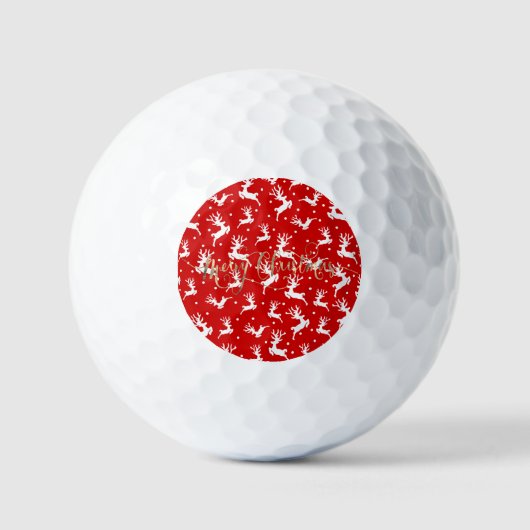 Prettig kerstfeest Rendieren Rood Golfballen (Voorkant)