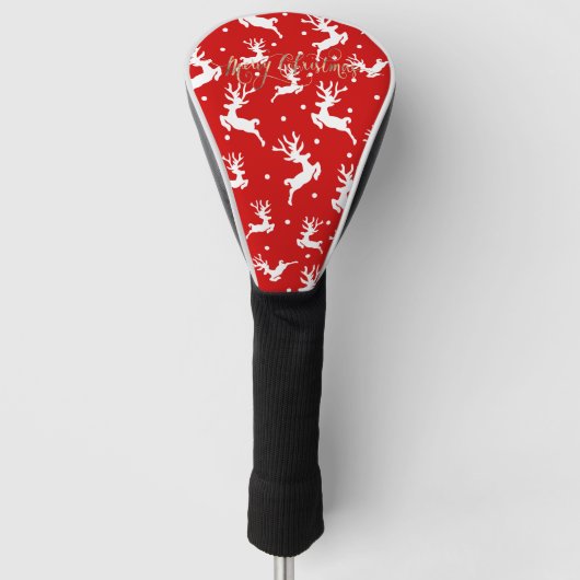 Prettig kerstfeest Rendieren Rood Golfheadcover (Voorkant)