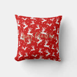Prettig kerstfeest Rendieren Rood Kussen