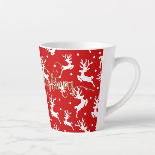 Prettig kerstfeest Rendieren Rood Latte Mok (Rechts)