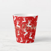 Prettig kerstfeest Rendieren Rood Latte Mok (Voorkant)