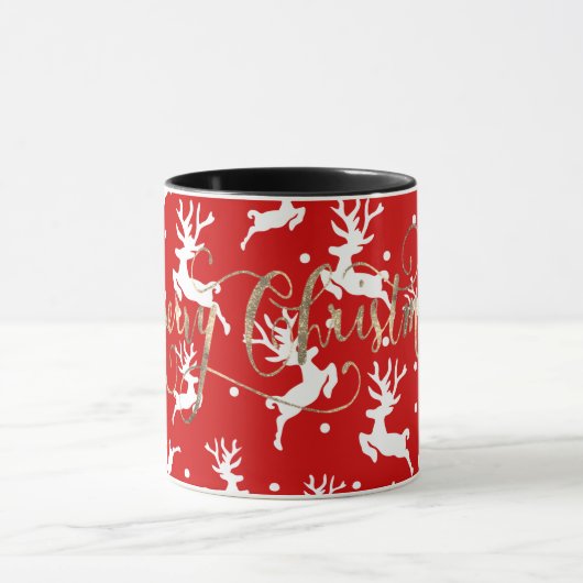Prettig kerstfeest Rendieren Rood Mok (Midden)