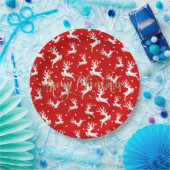 Prettig kerstfeest Rendieren Rood Papieren Bordje (Feest)