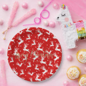 Prettig kerstfeest Rendieren Rood Papieren Bordje (Feest)