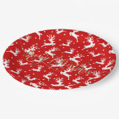 Prettig kerstfeest Rendieren Rood Papieren Bordje (Gekanteld)