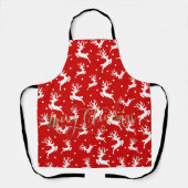 Prettig kerstfeest Rendieren Rood Schort (Voorkant)
