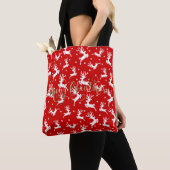 Prettig kerstfeest Rendieren Rood Tote Bag (Dichtbij)
