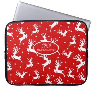 Prettig kerstfeest Rendieren Rood Vakantieperiode Laptop Sleeve
