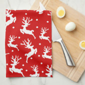 Prettig kerstfeest Rendieren Rood Vakantieperiode Theedoek (Quarter Fold)