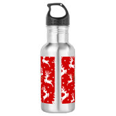 Prettig kerstfeest Rendieren Rood Waterfles (Achterkant)