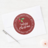 Prettig kerstfeest Retouradres Rood Ronde Sticker (Envelop)
