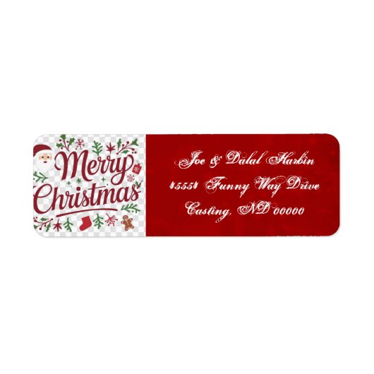 Prettig kerstfeest retouradreslabels etiket (Voorkant)