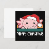 Prettig kerstfeest Retro Axolotl Kerst Uitnodiging (Voorkant / Achterkant)