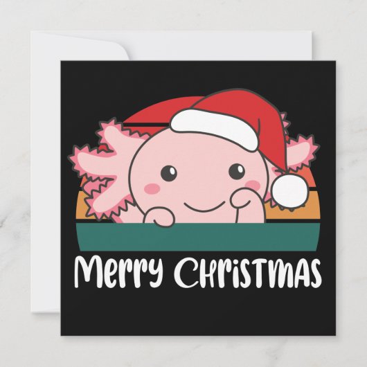 Prettig kerstfeest Retro Axolotl Kerst Uitnodiging (Voorkant)