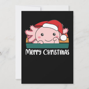 Prettig kerstfeest Retro Axolotl Kerstmis Feestdagenkaart