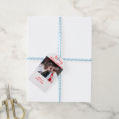 Prettig kerstfeest retro kerstboom kinderen foto n cadeaulabel (Met Touw)
