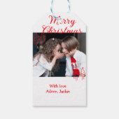 Prettig kerstfeest retro kerstboom kinderen foto n cadeaulabel (Achterkant)