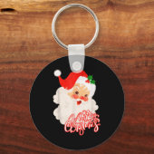 Prettig kerstfeest Retro Kerstman Vintage Retro Xm Sleutelhanger (Voorkant)