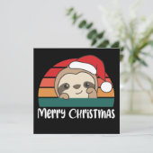 Prettig kerstfeest Retro luiaard kerst uitnodiging (Staand voorkant)