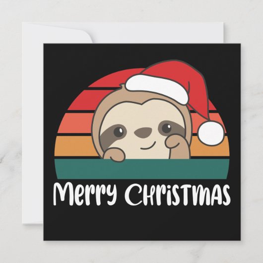 Prettig kerstfeest Retro luiaard kerst uitnodiging (Voorkant)