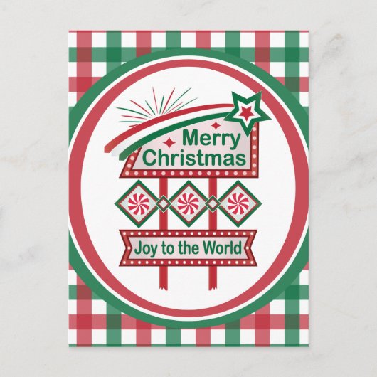 Prettig kerstfeest Retro Marquee – Vreugde voor de Briefkaart (Voorkant)