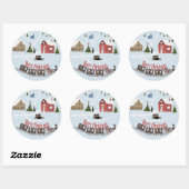 Prettig kerstfeest, retro ronde sticker (Vel)