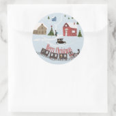 Prettig kerstfeest, retro ronde sticker (Tas)