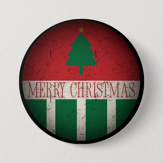 Prettig kerstfeest Retro Rood Groen Ronde Button 7,6 Cm (Voorkant)