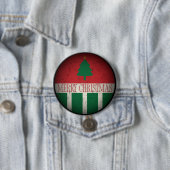 Prettig kerstfeest Retro Rood Groen Ronde Button 7,6 Cm (In situ)