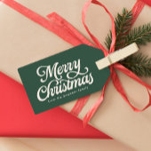 Prettig kerstfeest retro schrift groene feestdag cadeaulabel