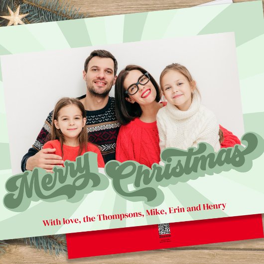 Prettig kerstfeest Retro typografie Multi foto  Feestdagenkaart