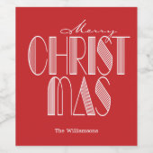 Prettig kerstfeest Retro typografie Wijn Etiket (Enkel label)
